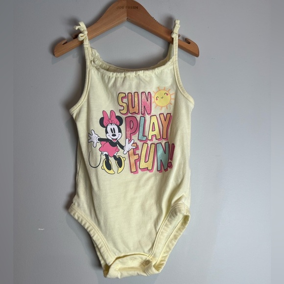 Disney Baby One Piece Tank Top Bodysuit - Yellow Minnie Mouse 18-24M Girl - Picture 1 of 5